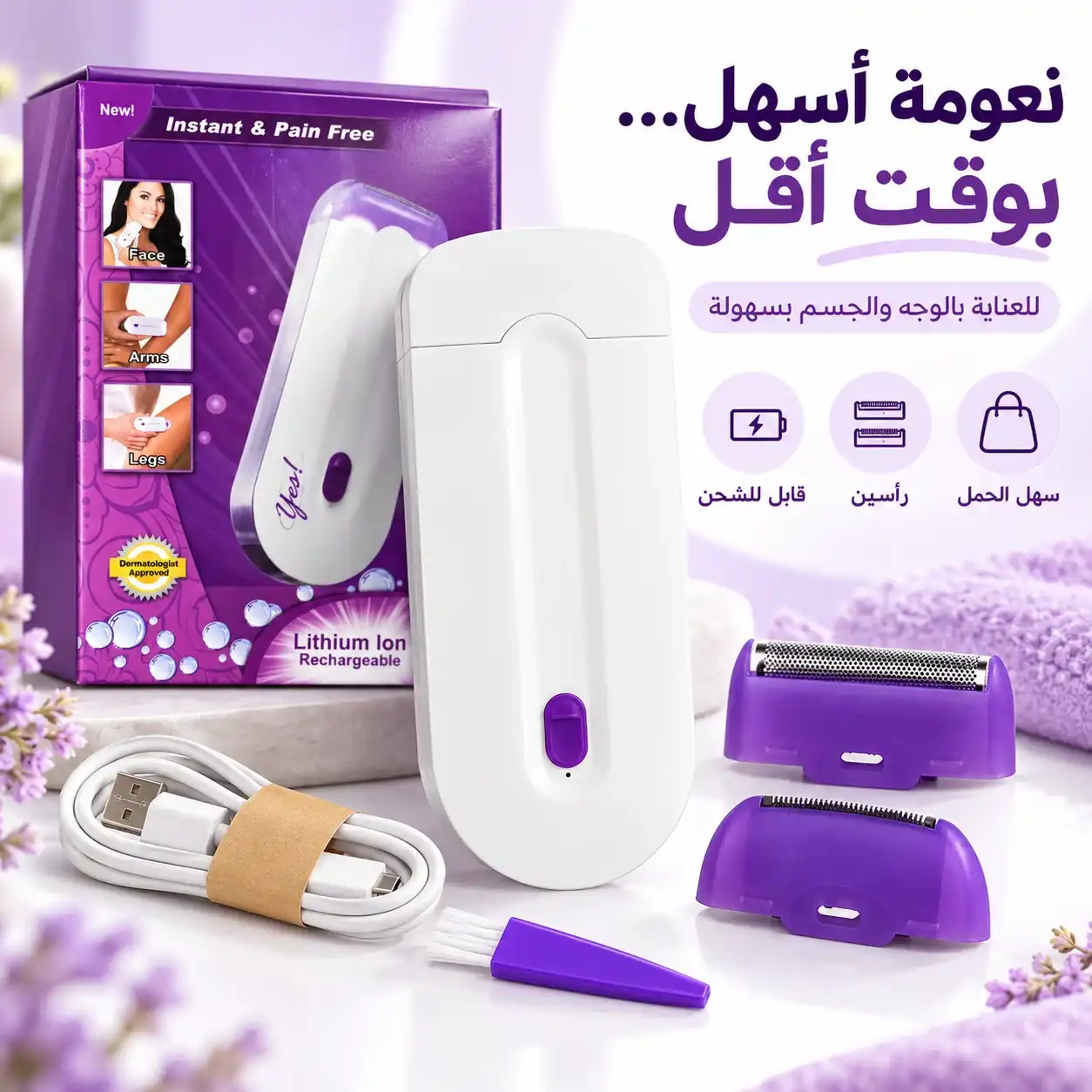 جهاز YES Finishing Touch الأبيض مع الرأسين والملحقات